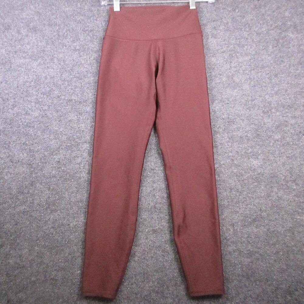 Alo Leggings Womens XS Brown High Rise Ankle Yoga Athletic Stretch Pants Logo